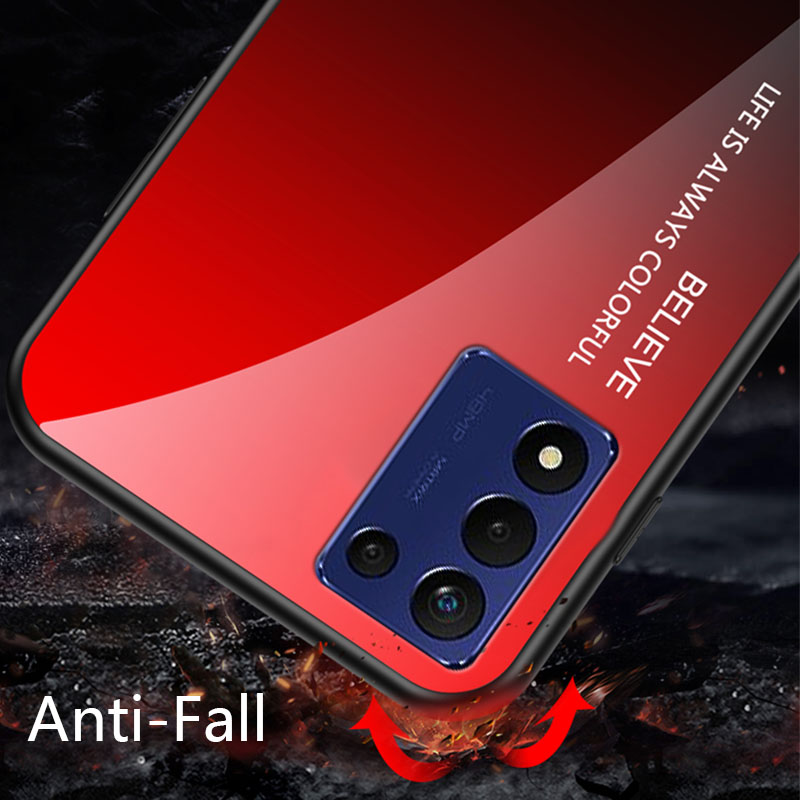 Biruiqu For Realme 9 5G Speed Edition Shockproof Gradient Tempered Glass Back Soft Silicone Edge Case Cover. 