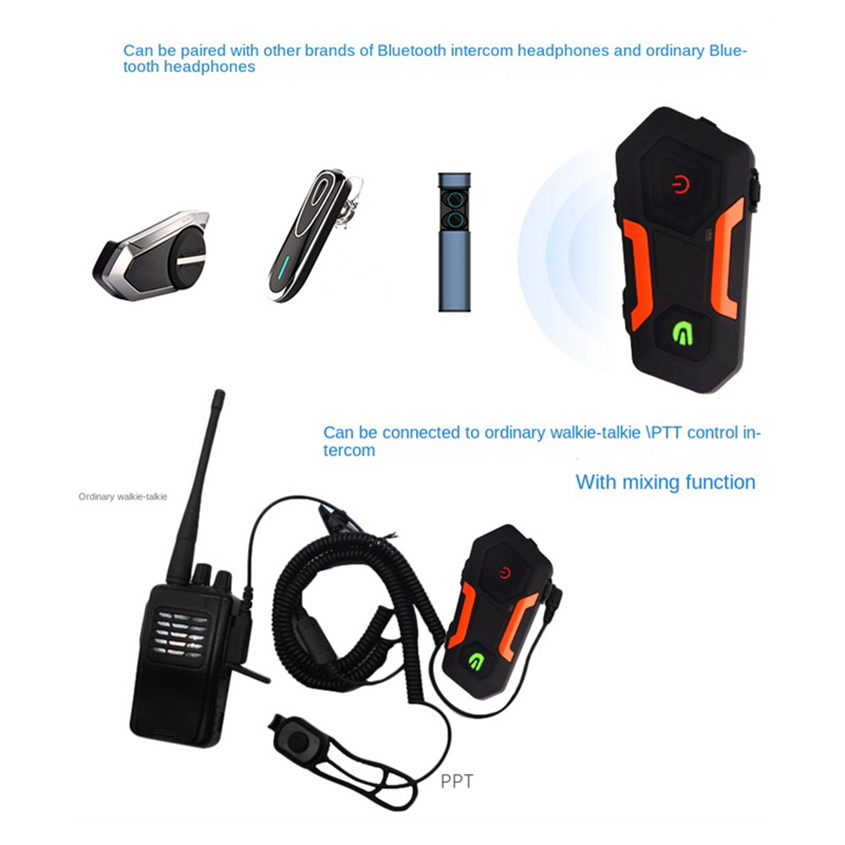 V3 PLUS Motorcycle Helmet Bluetooth Headset BT5.0 1400M Intercom-B. 