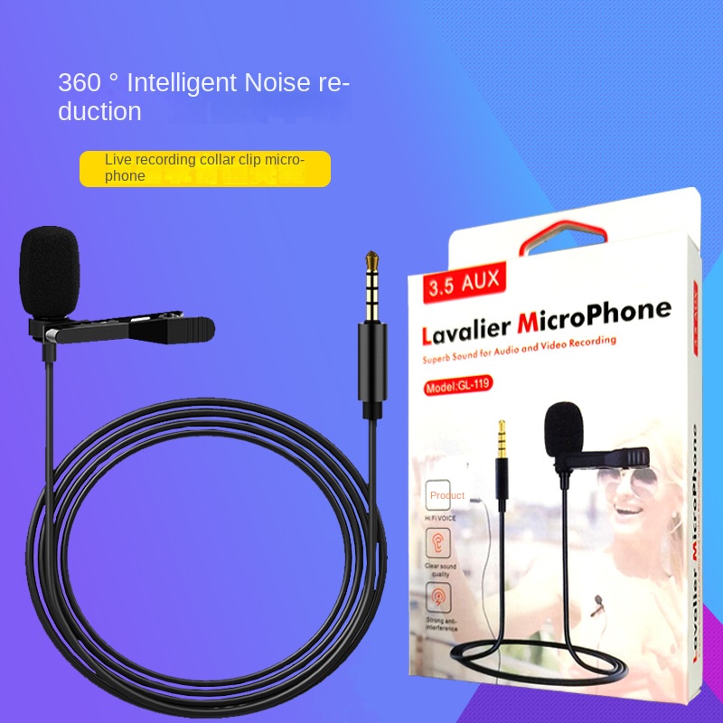 Lavender microphone, mini portable microphone, live streaming, mobile phone, computer recording, noise reduction. 