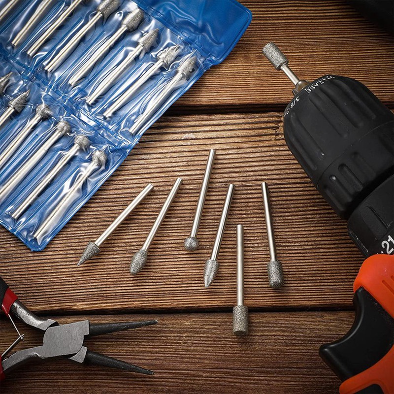 40 Pieces Diamond Burr Bits Stone Carving Set for Dremel Rotary Tool. 