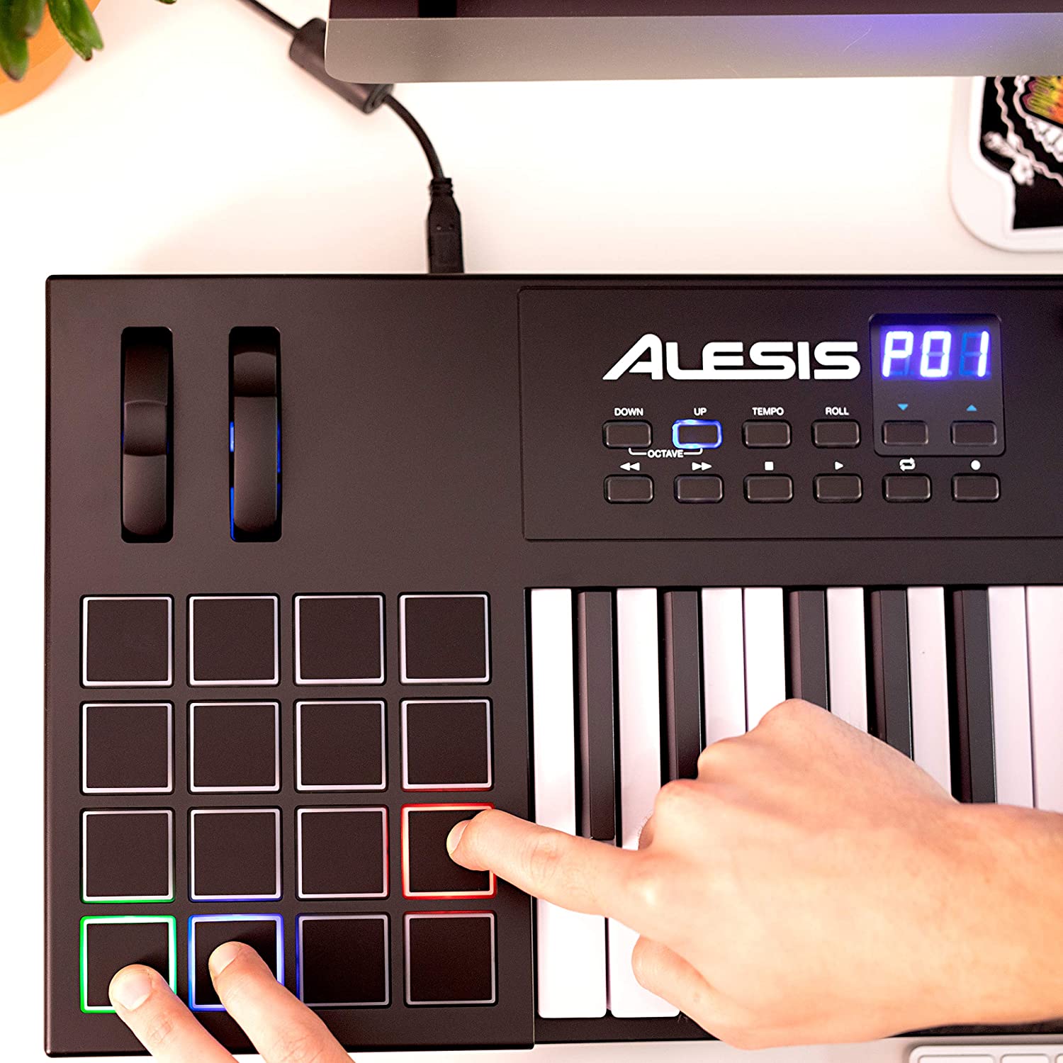 Alesis VI49 - 49 Key USB MIDI Keyboard Controller with, 16 Drum Pads, 12 Assignable Knobs, 36 Buttons and 5-Pin MIDI Out. 