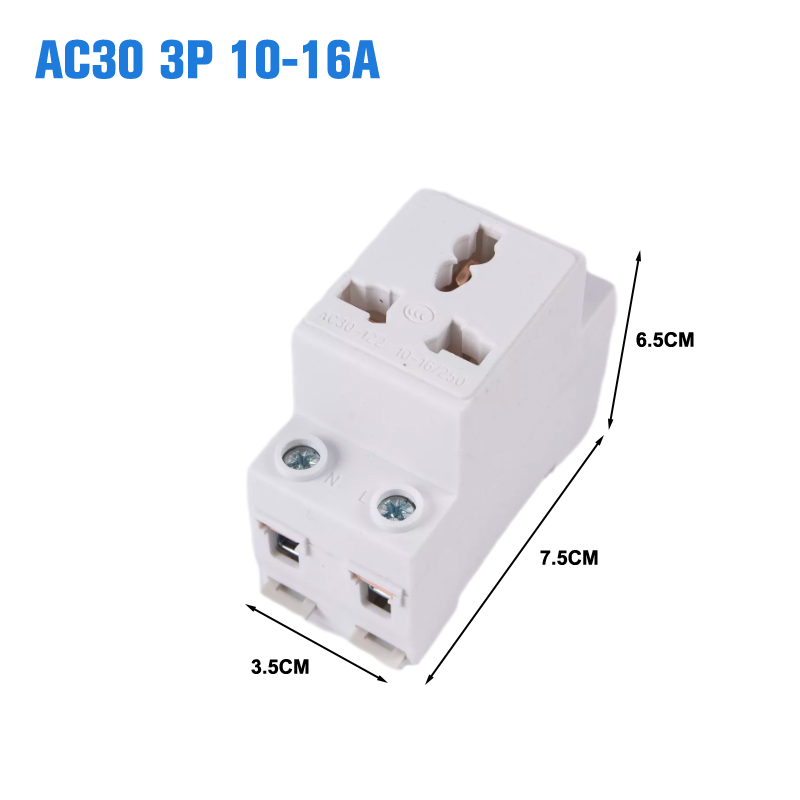 AC30 EU And AU Type 35mm DIN Rail Mount AC Power 10A 16A 25A 250V 440V 2/3/4/5 Pin Plug Modular Socket Demoo. 