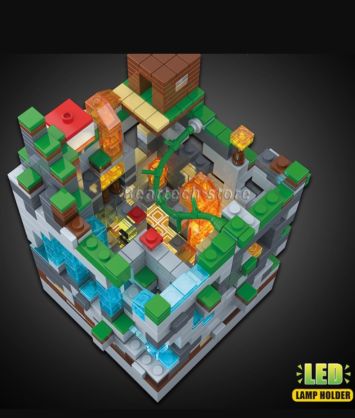 Rock mine  Creator Expert Technic Building Blocks Mine Cave  Zombie with LED Light. 