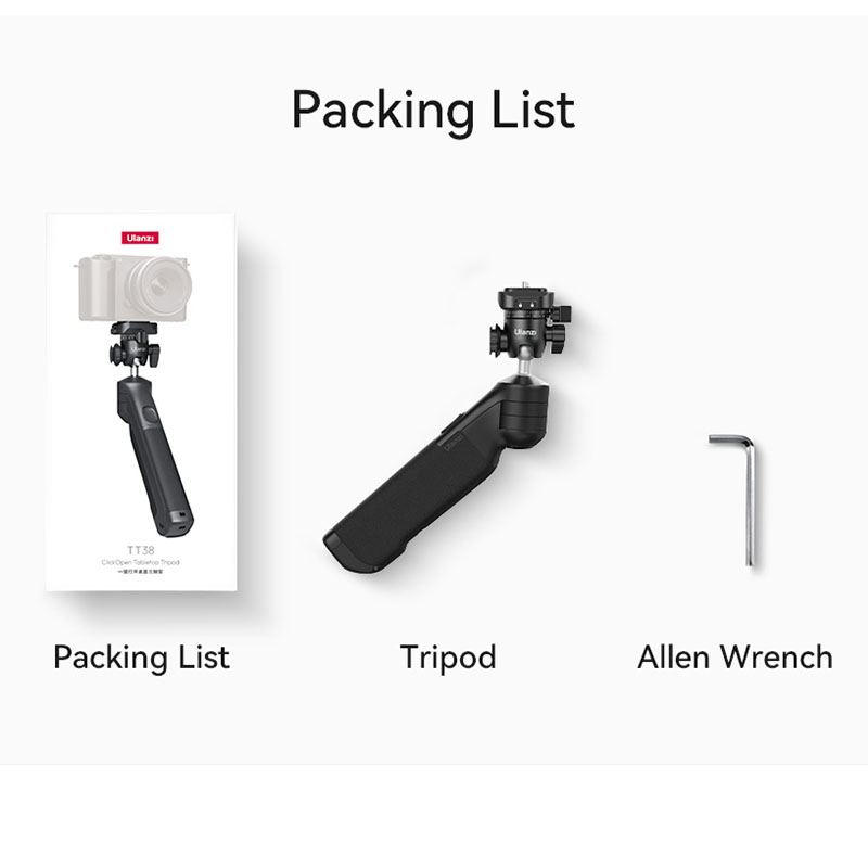 Ulanzi TT38 One-click Quick Release Tripod Uka Tripod Top Handle Grip for Camera Netting bracket with a Hidden Hook 180° Tilt. 