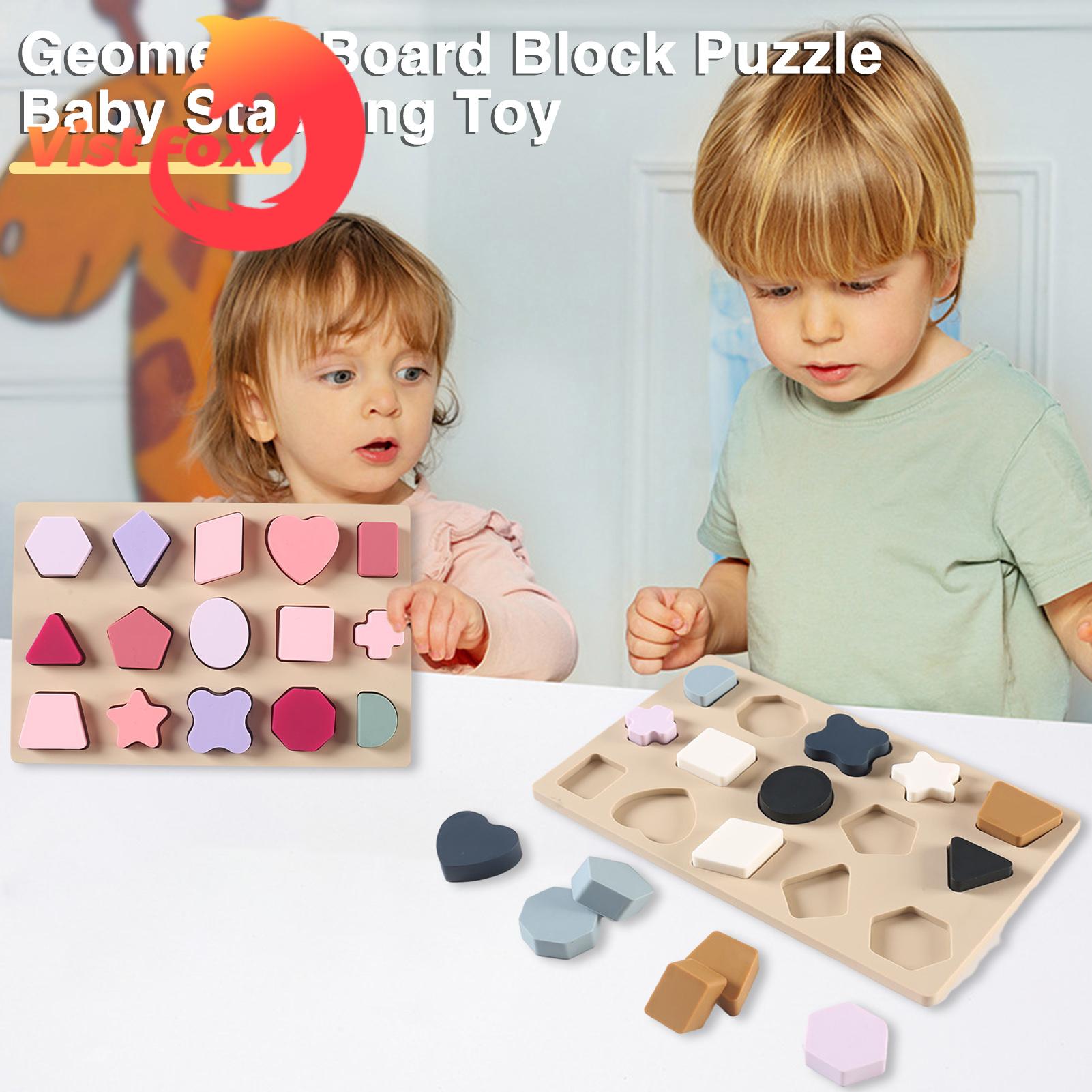 Geometric Shapes Toy Fun Educational Silicone Stacking Blocks Learn Shapes with 3d Puzzle Tower Toy Block Puzzle Stress Reliever