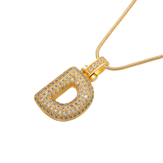 ZHUKOU high quality crystal brass gold color letter necklace for girls good friends couple birthday gift model: VL34