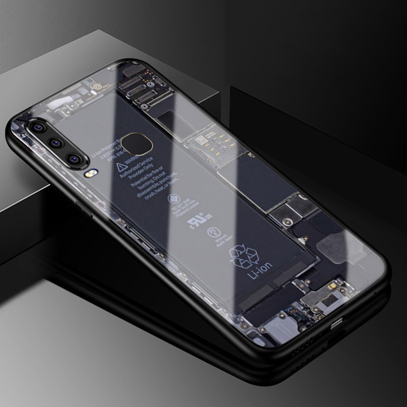 For VIVO Y12 Back Cover Version Theme Case Tempered Glass Protection shockproof Cover for VIVO Y12 case Transparent Circuit Board Design Full Coverage Phone cases. 