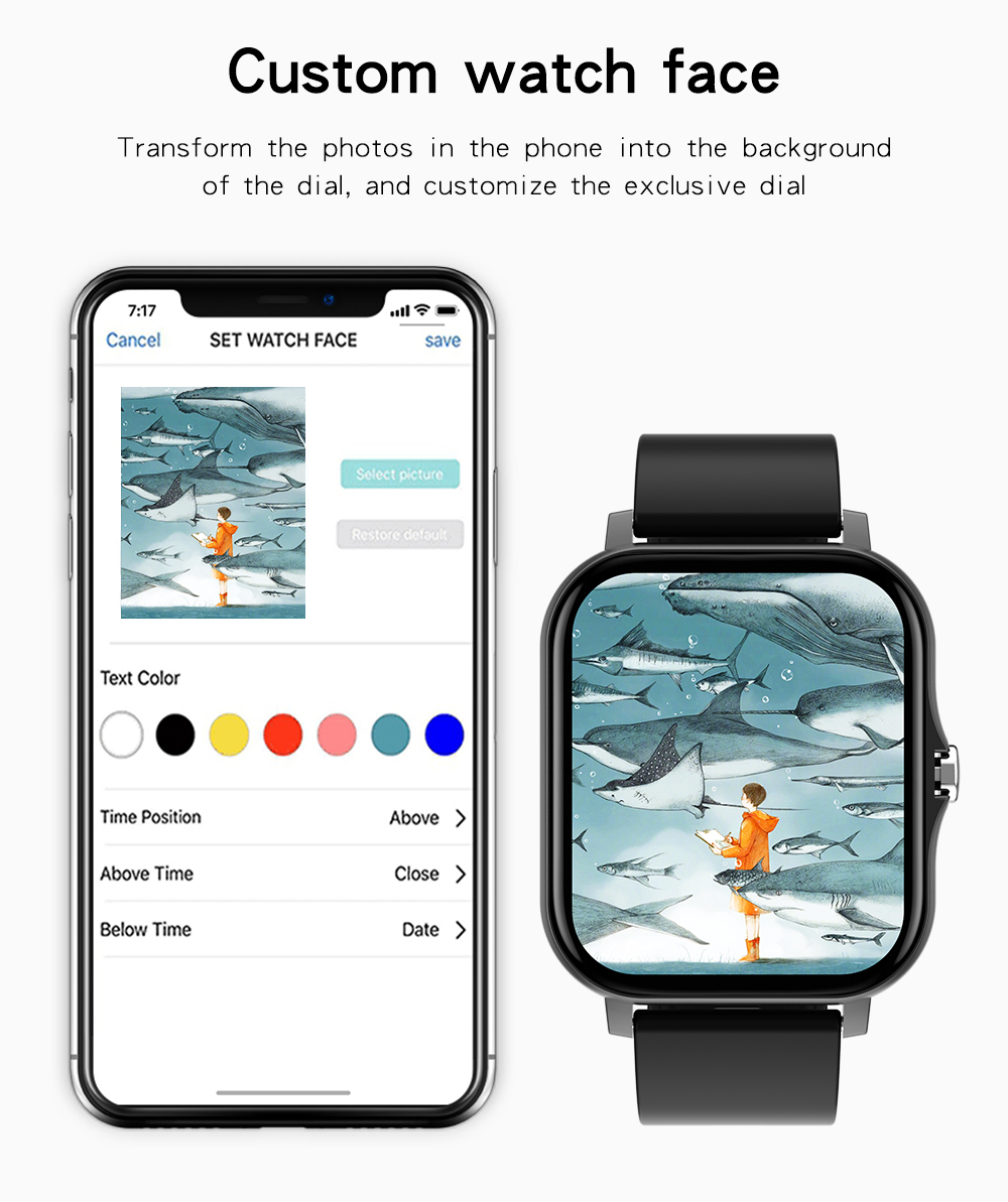 BOZLUN Q13 SMARTWATCH BLUETOOTH MOBILE PHONE MUSIC WATERPROOF PERSONALITY DIAL SLEEP HEART RATE MONITORING WATCH FOR MEN AND WOMEN FOR ANDROID AND IOS. 