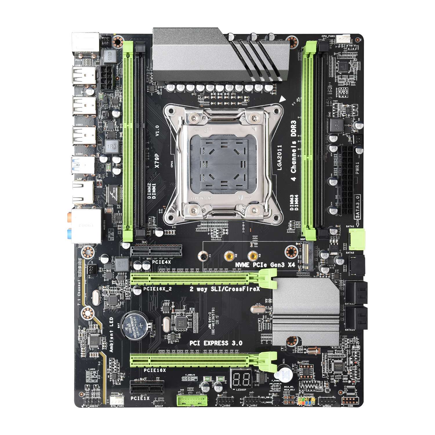 Promotion  X79P Motherboard LGA2011 ATX USB3.0 Sata3 Pci-E NVME M.2 Ssd Support REG ECC Memory And Xeon E5 Processor Mainboard. 