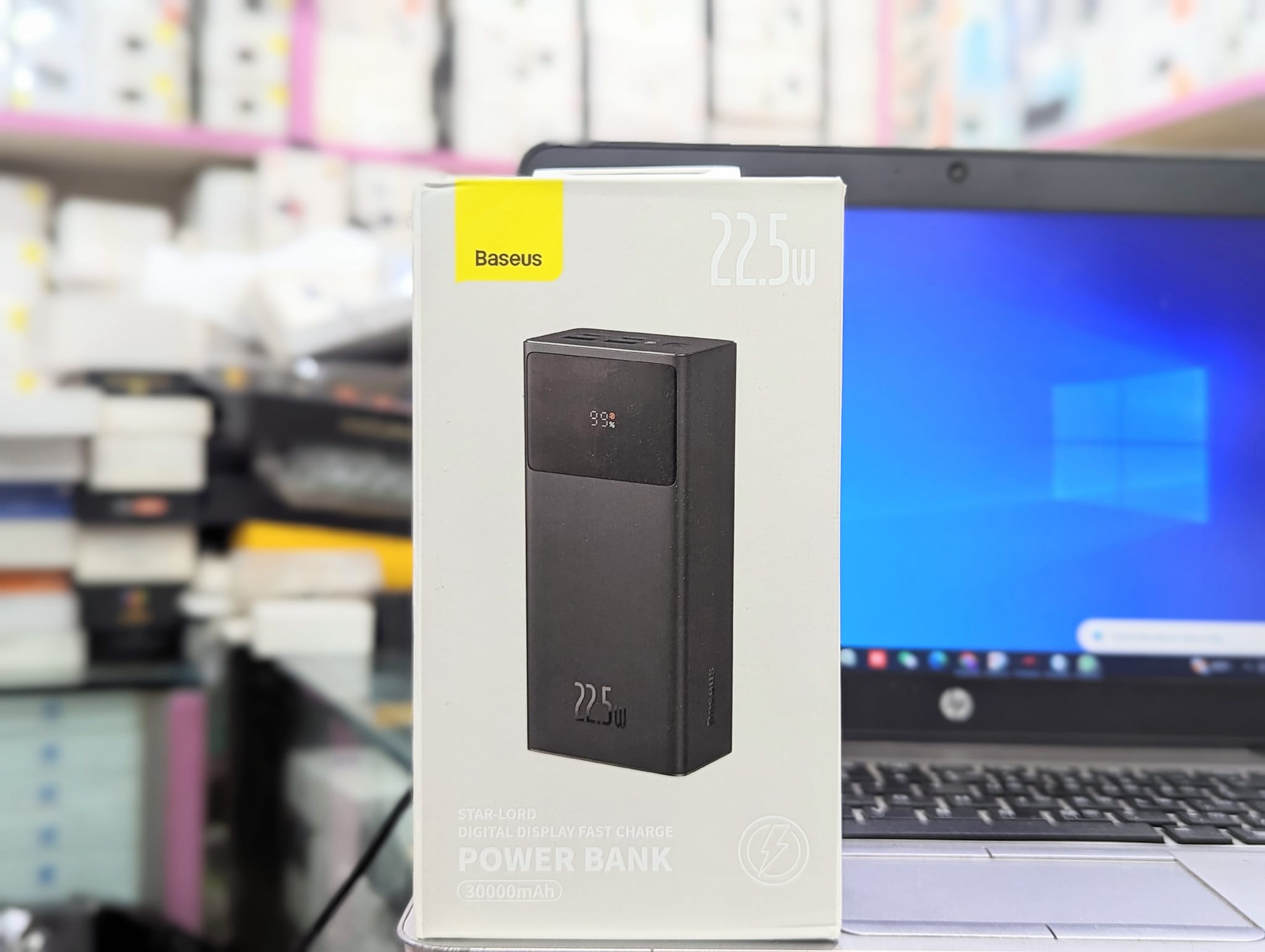 Baseus Power Bank 30000mAh 22.5W Star-Lord Digital Display Fast Charge with  USB to Type-C 3A 0.3m Black Cable. 