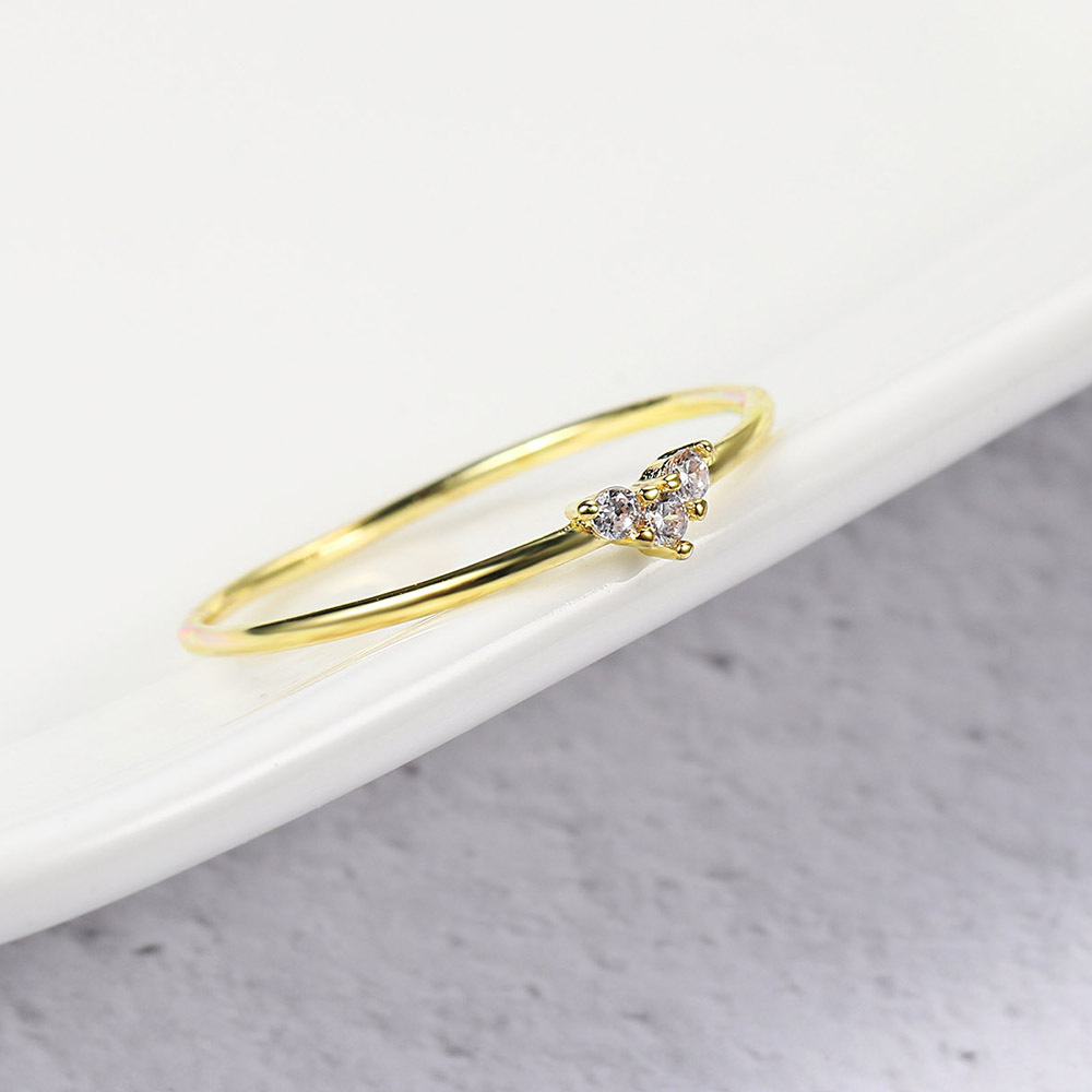 Hazy Moon Japanese simple fashion heart shaped wedding thin ring women's real gold plated zircon cross-border accessories. 