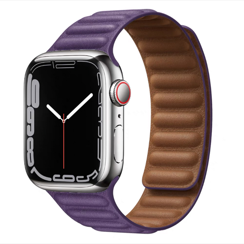 Magnetic Link Leather Strap For Apple Watch Band Ultra 49mm 45mm 40mm 41mm 42mm 44mm Sport Loop Bracelet IWatch 9 8 7 6 5 SE 4 3. 
