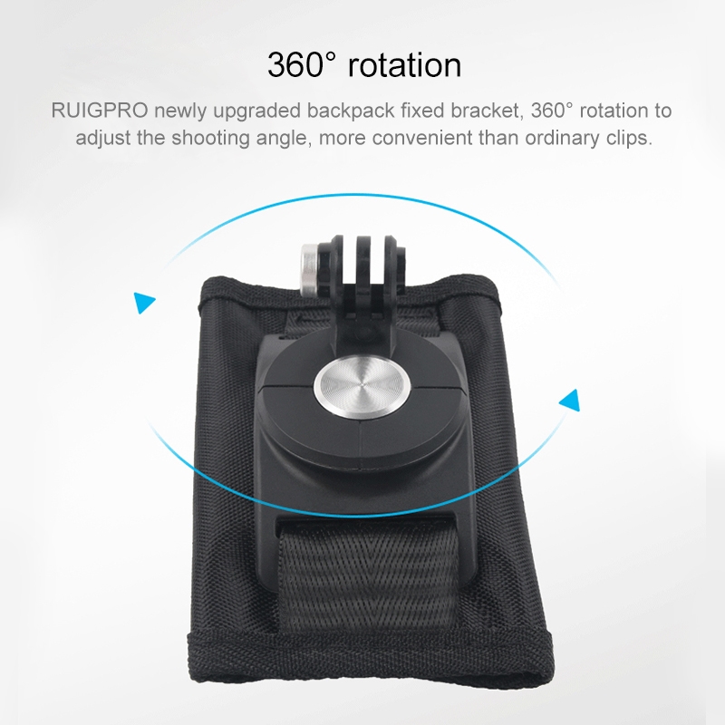 360 Degree Rotating Quick Release Strap Mount Shoulder Backpack Mount for GoPro, Insta360, DJI and Other Action Cameras(Black). 