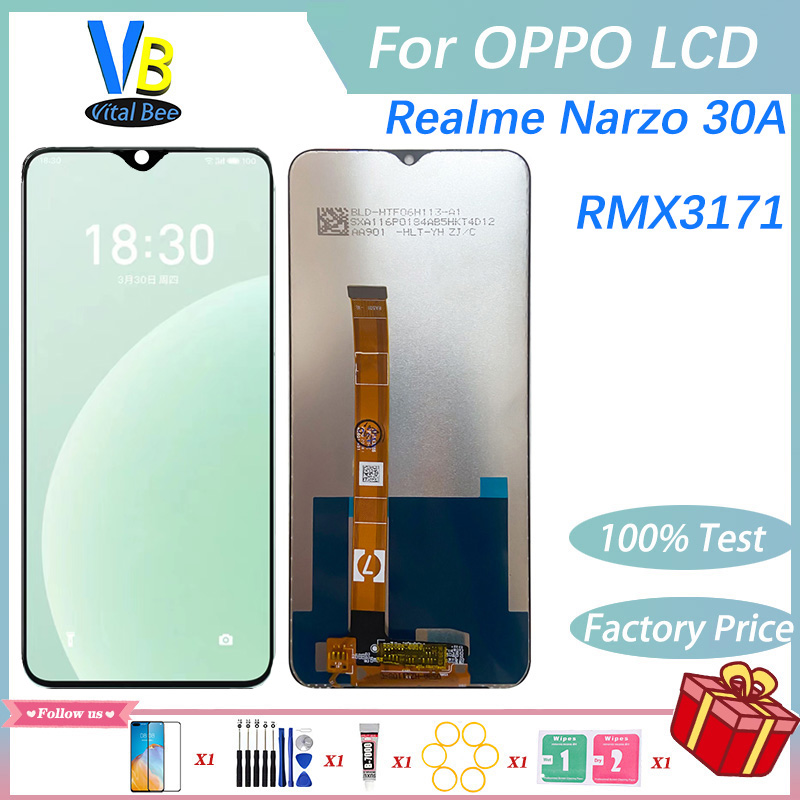 For Realme Narzo 30A LCD RMX3171 Display Touch Screen Digitizer Assembly Replacement No Dead Pixel With Free Gifts