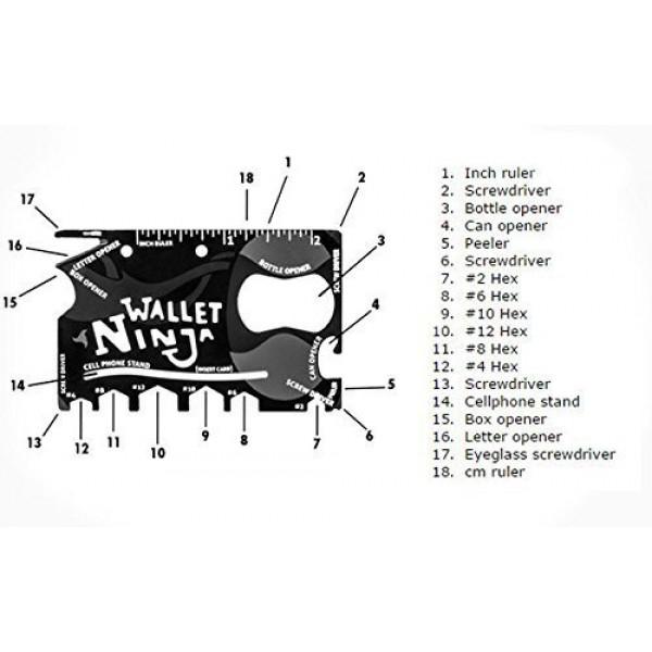 Smart Wallet Ninja - 18-In-1 Multi-Functional Pocket Tools For Everyday Carry Convenience - Compact And Versatile. 