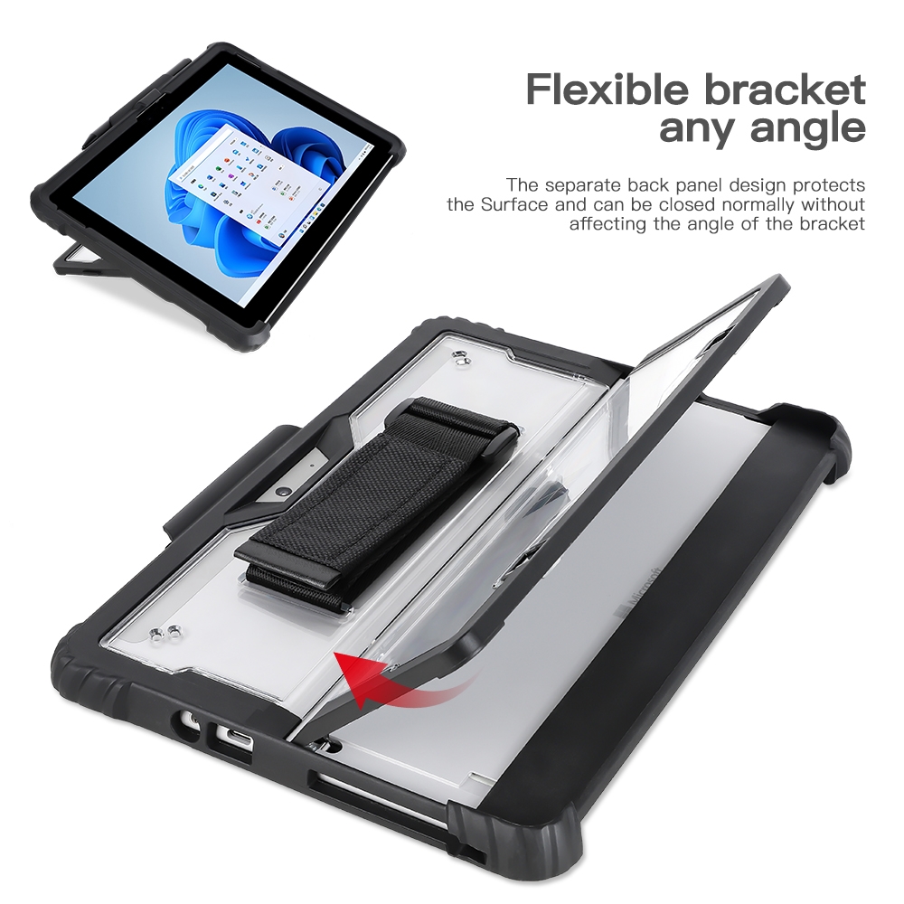 For MicroSoft Surface Go 1 / 2 / 3 Acrylic Transparent Hand Strap Laptop Case. 
