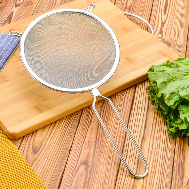 10" long Stainless Steel Fine Mesh Strainer, Colander Sieve Sifters with Long Handle. 