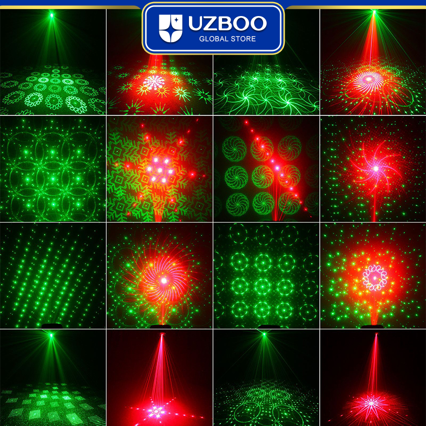 UZBOO 128/64 Pattern Laser Stage Lights DJ Disco Lamp Party Projector Lights Sound Activated Strobe Lights RGB Laser Projector For Birthday Wedding KTV Bar Concert USB Plug. 