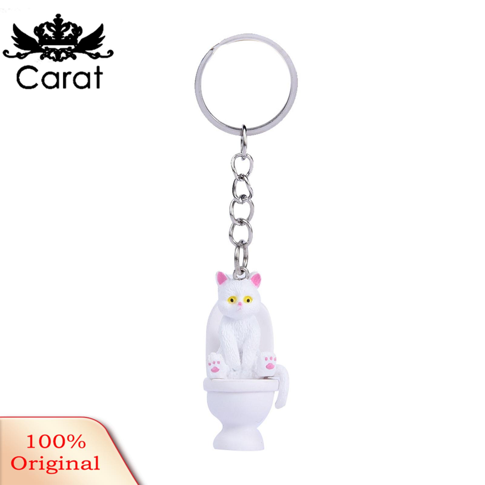 Carat Backpack Key Chain Adorable Cat Toilet Keychain Cute Kitty Bag Pendant for Schoolbags Car Keys Durable Colorfast Keyring Perfect Southeast Asian Buyer's Choice Key Chain