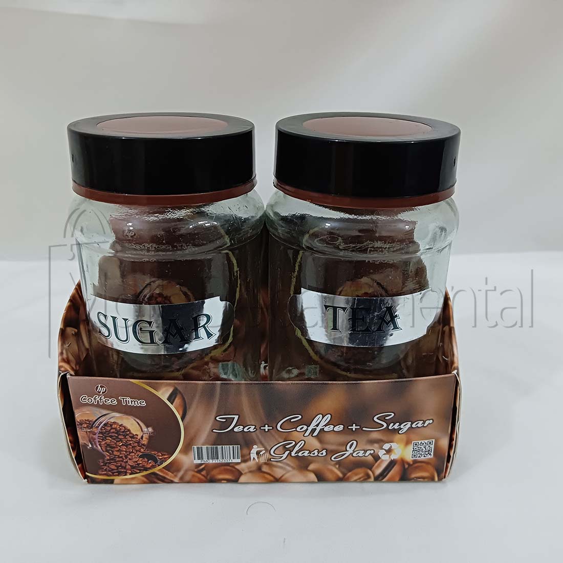 2 pcs Tea and sugar jar glass pot set for kitchen Tea and sugar pot Clear color glass pot. 