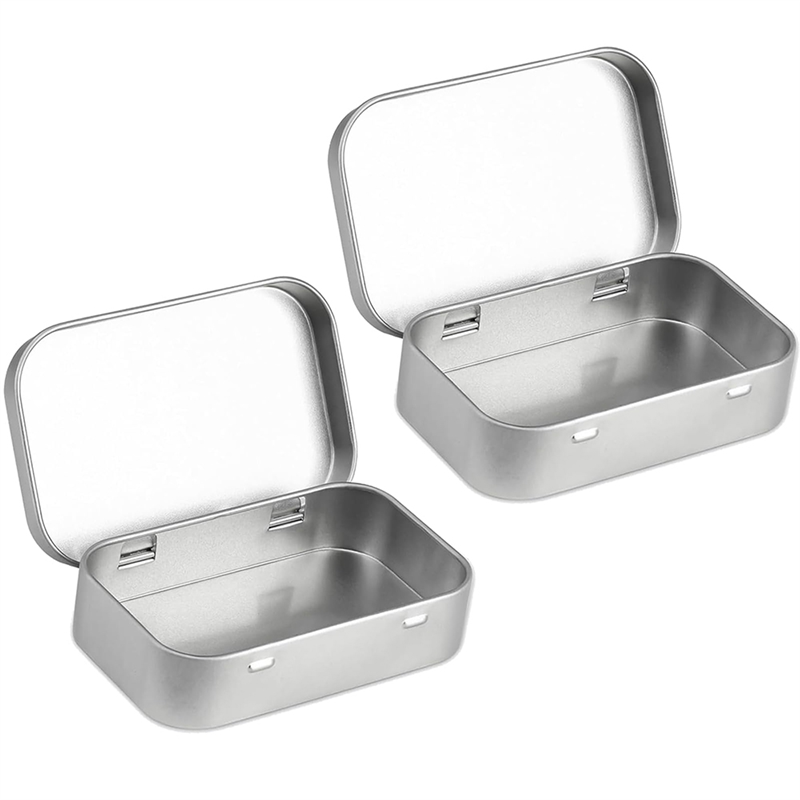 2 PCS Small Storage Box with Lid Rectangular Small Tin Boxes Metal Box with Lid Small Tin Box for Home Storage Easy to Use Black. 