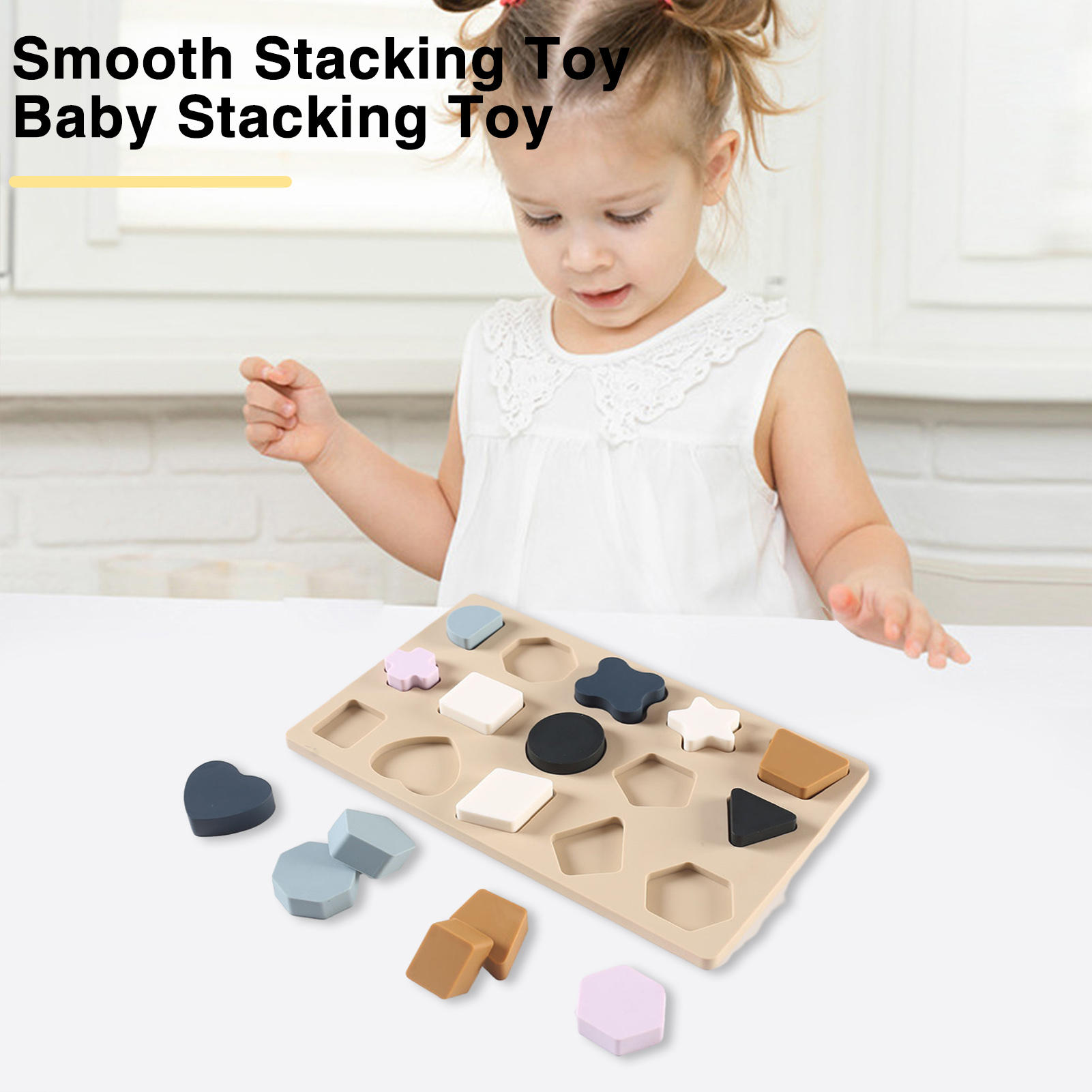 Block Puzzle Stress Reliever Fun Educational Silicone Stacking Blocks Learn Shapes with 3d Puzzle Tower Toy Smooth Stacking Toy. 