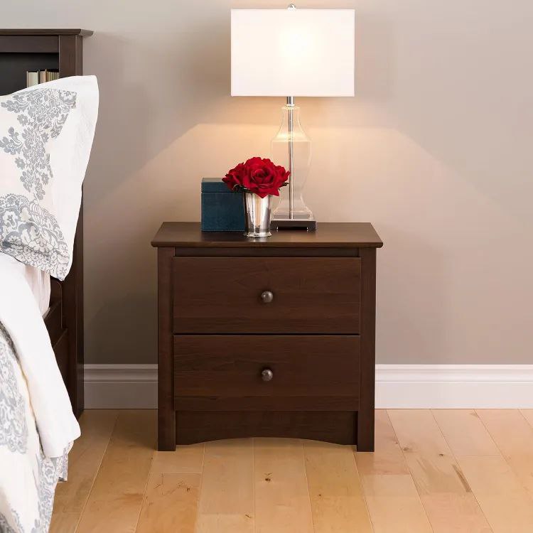 Bed Side Table with 2 Drawers, Functional 2-Drawer Bedside Table for Bedroom [ 14" Depth x 16" Width x 20" Height ]