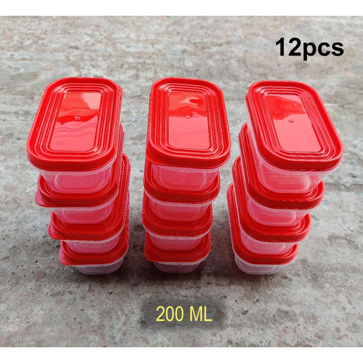 12 Piece Plastic Food Storage Small Box With Lid - 200 ML