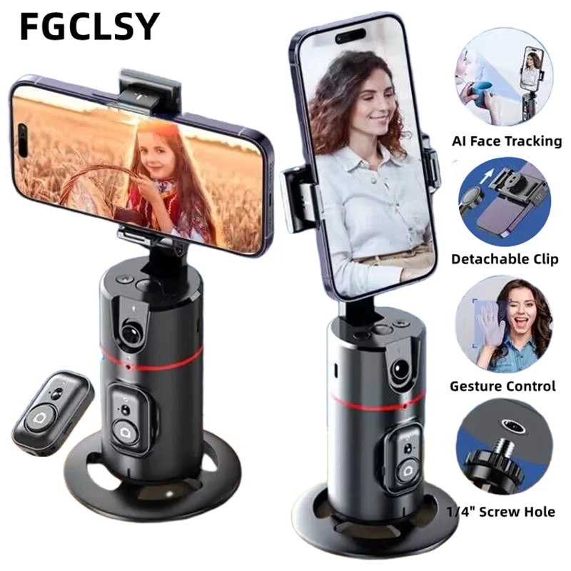 FGCLSY New Wireless Gimbal Stabilizer Selfie Stick 360 Degree Face Tracking With Bluetooth Shutter For Smartphone Live Recording