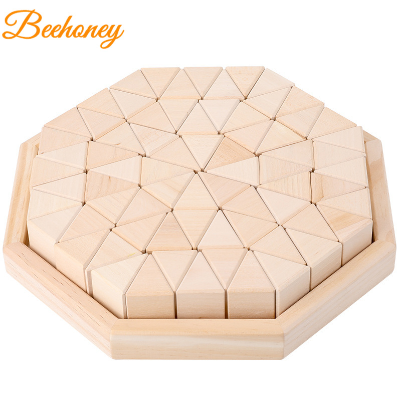 Wooden Stacking Up Building Blocks Triangular Cubes Kids Early Learning Education Toys. 