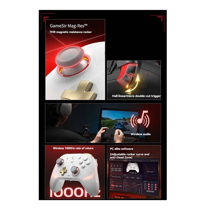 GameSir Cyclone 2 Wireless Controller for Nintendo Switch, IPhone, Android Bluetooth Gamepad with Hall Effect Sensors. 