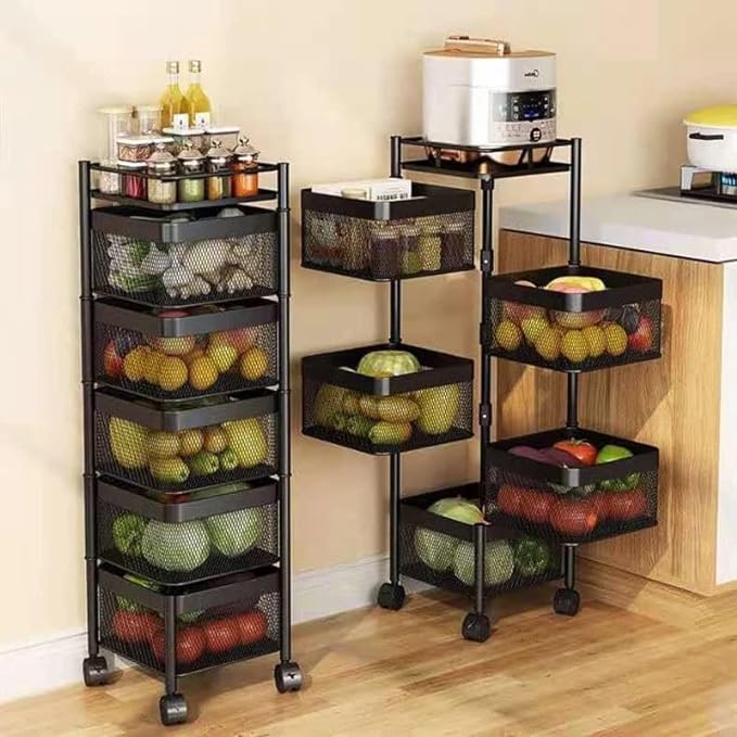 KITCHEN VEGETABLE RACK 5 LAYER SQURE SHAPE FRUIT RACK MULTI LAYER KITCHEN RACK. 