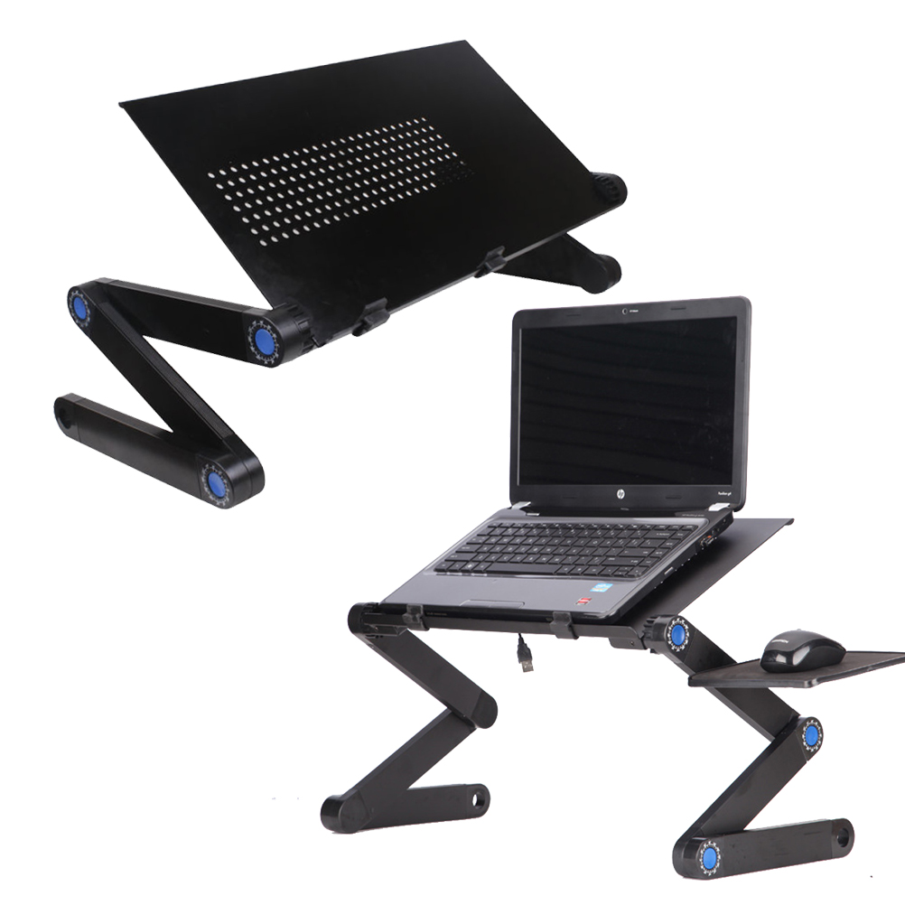 Adjustable Laptop Stand Portable Folding Computer Desk with Side Mount Mouse Pad (Black) folding table for laptop. 
