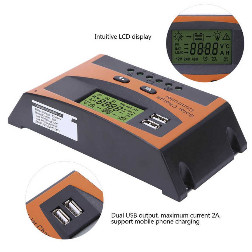 MPPT Solar Charge Controller Automatic Identification 12/24V Panel Regulator 20A. 