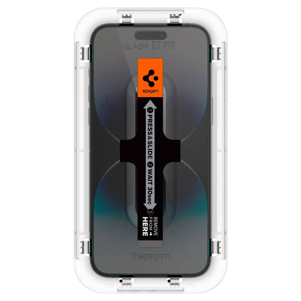 Spigen Tempered Glass Screen Protector [GlasTR EZ FIT] designed Easy Stick Box Full Screen HD Tempered Glass Screen Protector For iPhone 15 Pro Max/ 15 Pro / 15 / 14 Pro Max / 14 Pro /1 4 Plus /14/13 Pro Max/13 Pro/13. 