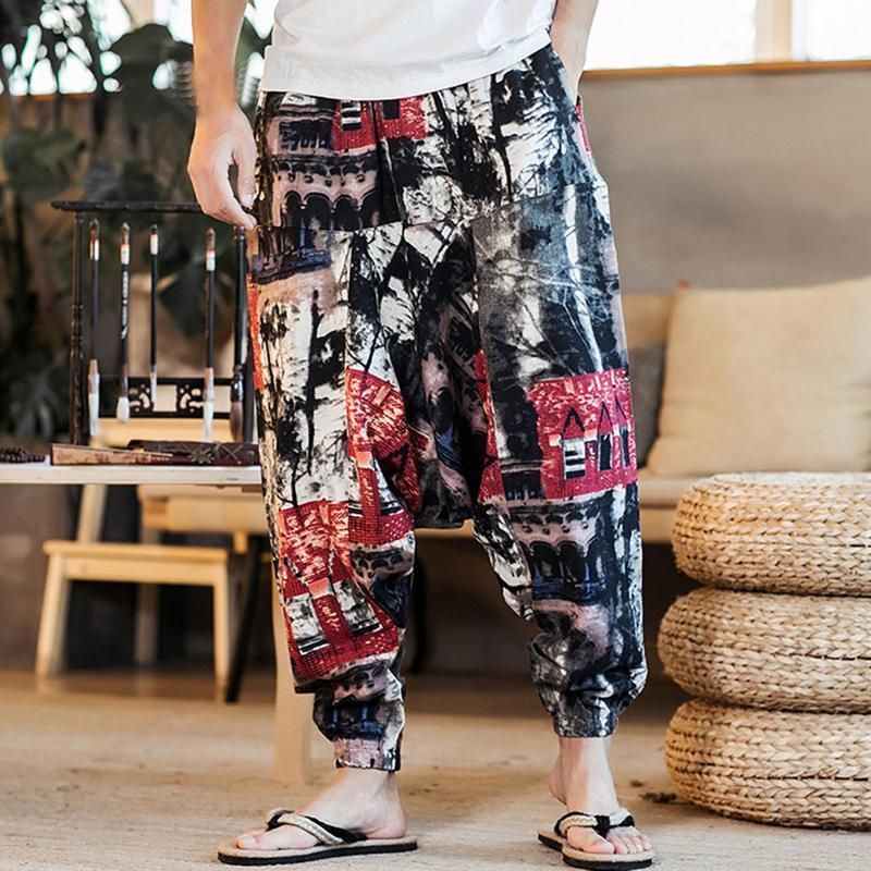 INCERUN Men Thai Yoga Pants Baggy Harem 