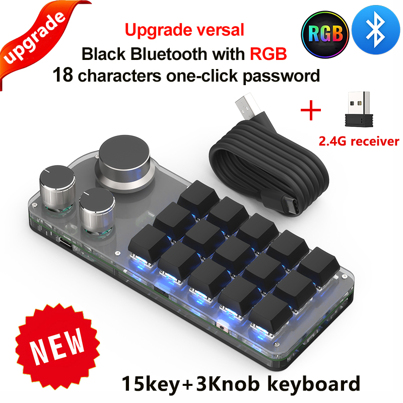 Mechanical Keyboard Bluetooth 5.0 Gaming Keyboard RGB 15/12/6 Custom Keypad Hotswap Macropad Knob Keyboard for Gaming Photoshop. 