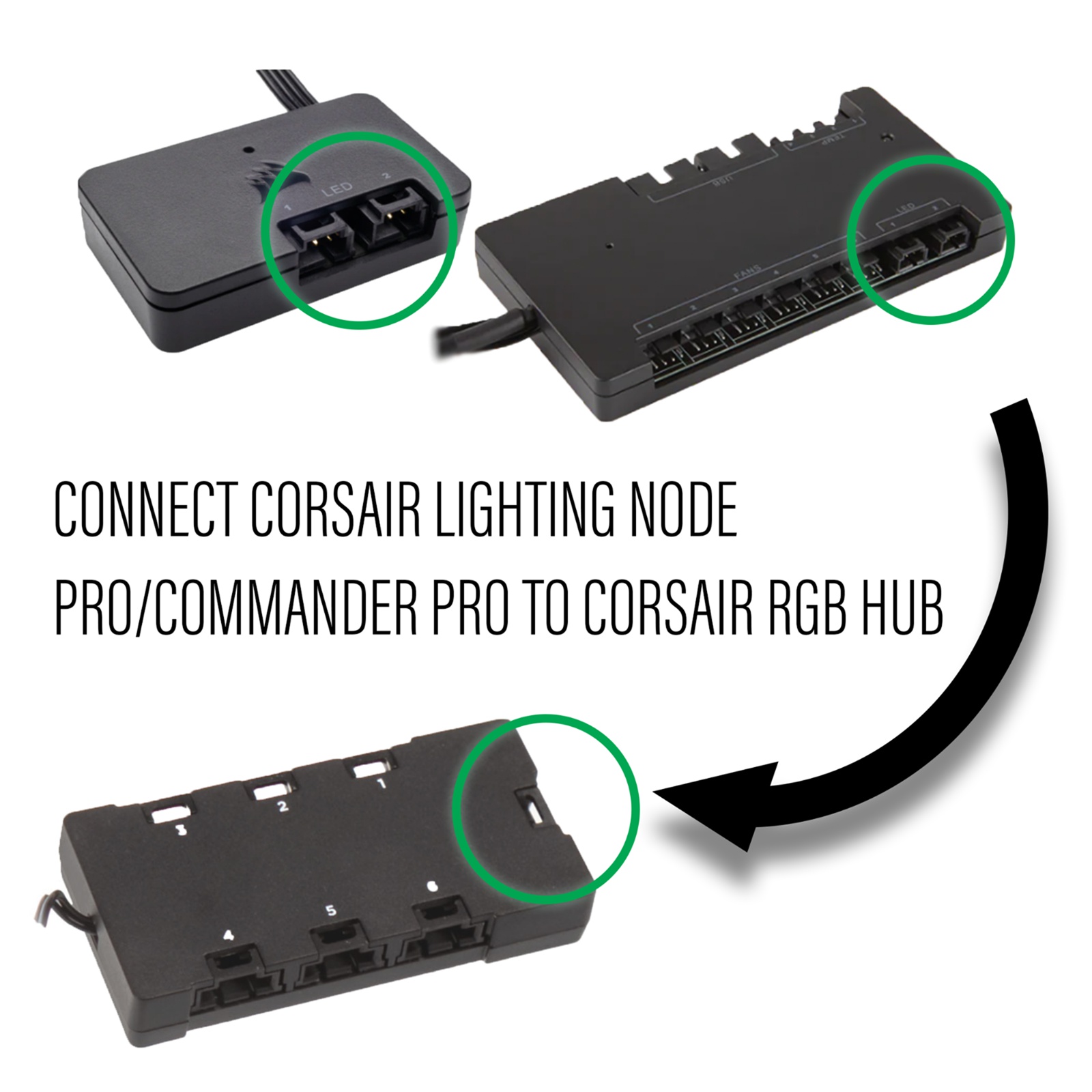 New RGB LED Fan Hub cable for Corsair RGB Fans LL HD ML SP SP-PRO