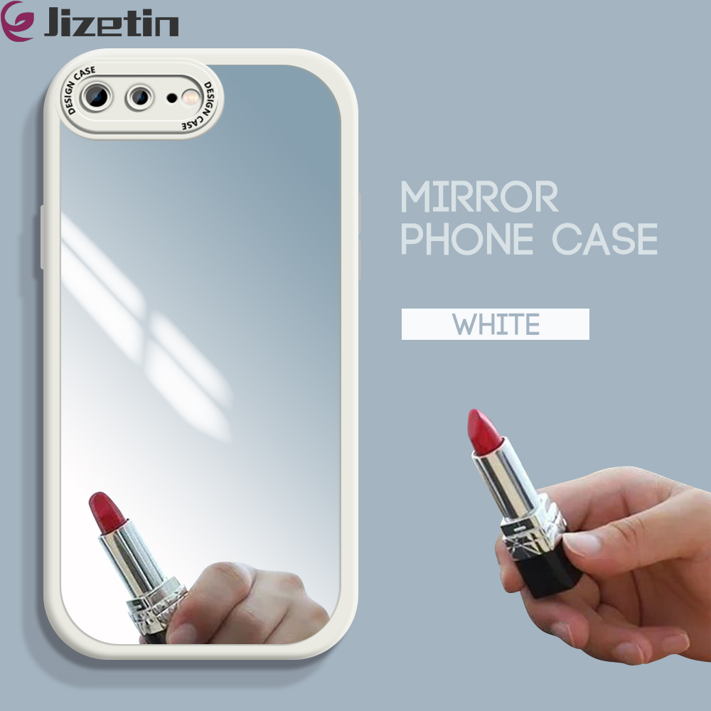 Jizetin for iPhone 7 Plus 8 Plus Back Cover Ultra-thin Creative Mirror Back Full Protection Soft Silicone Phone Cases