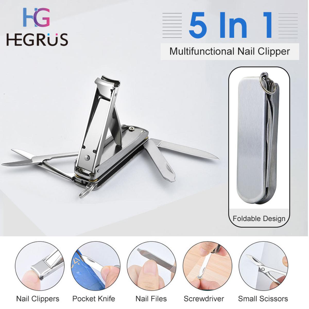 Nail Clippers Keychain Nail Clipper Stainless Steel Nail Clipper Foldable Nail Cu-tter 4 In 1 Multifunctional Nail Care Tools EDC Utility Tool with Nail Clipper Pocket Kni-fe Scissors Tweezers. 