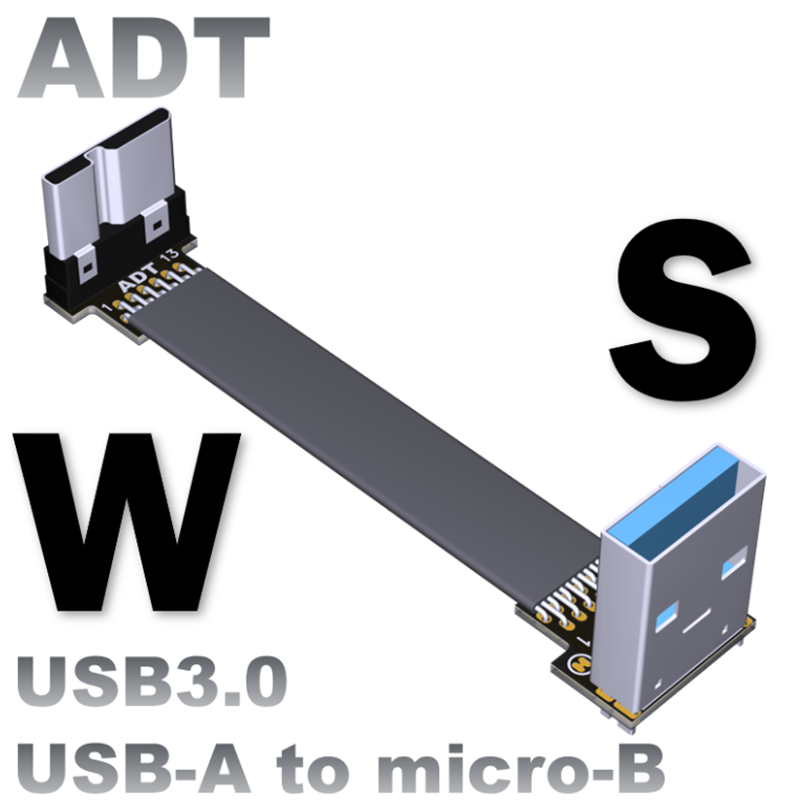 USB 3.0 Type-A to USB 3.0 micro-B Flat Shield cable Double bend 0.03m-3m 5G/bps Support OTG USB-A to micro-B FPV cable. 
