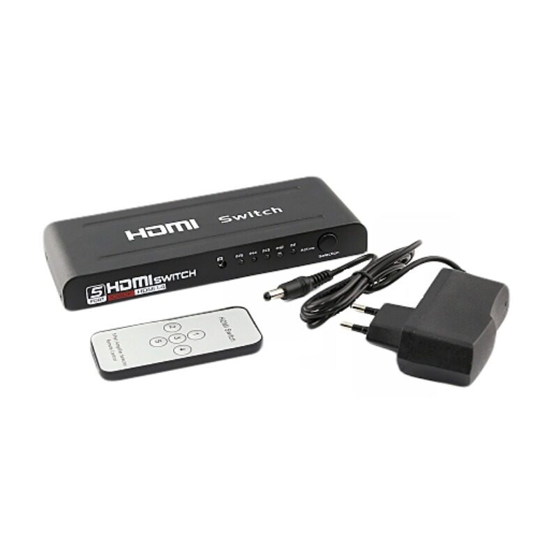 HXSJ HW-HD501D 5 Port HDMI Switch Ultra HD HDMI1.4 5 in 1 out Switcher Box with PIP IR Control for PS4 TV HDTV HDMI Adapter. 