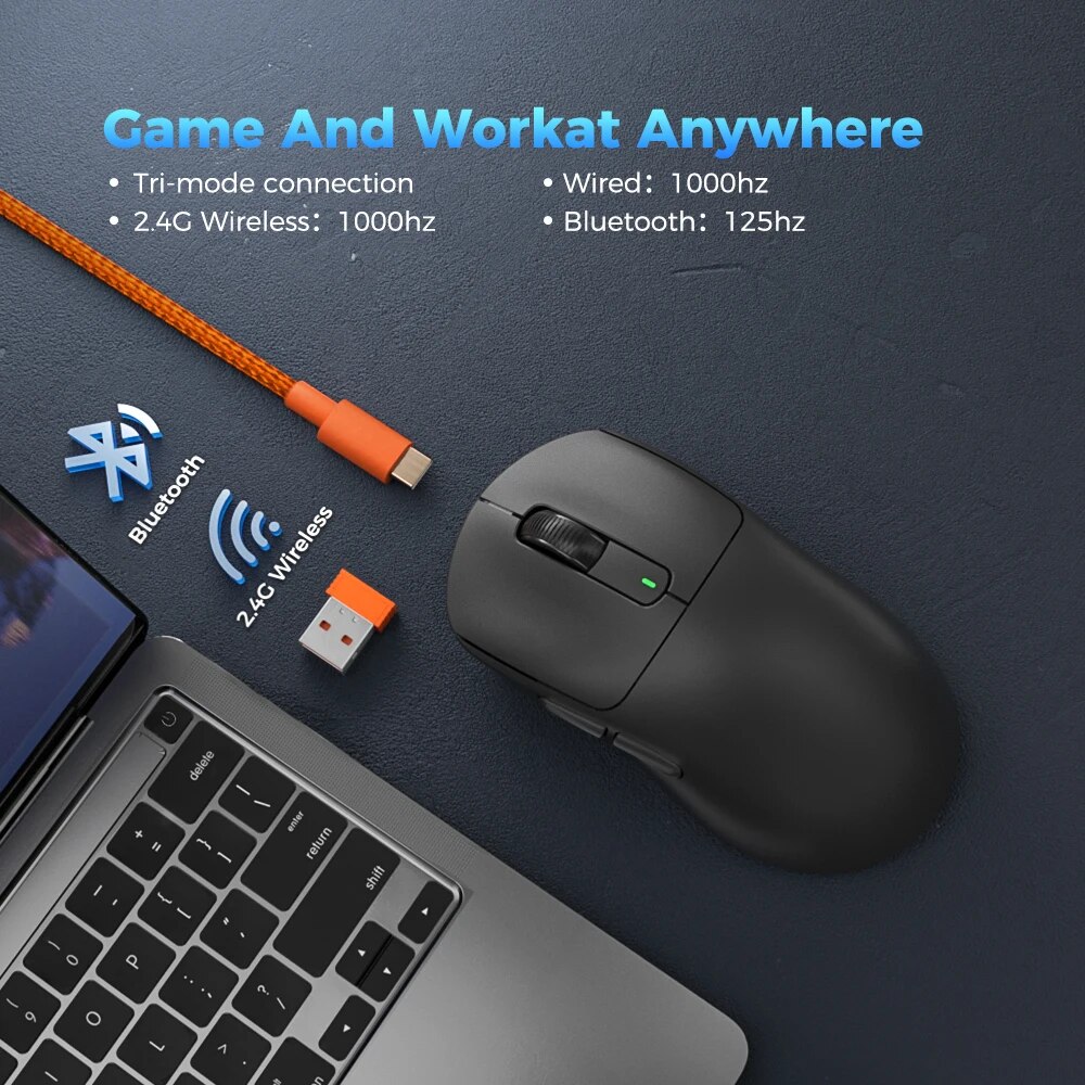 Kysona M600 Black PAW3395 Wireless Gaming Esports Mouse 55g 26000DPI 6 Buttons Optical PAM3395 Computer Mice For Laptop PC. 
