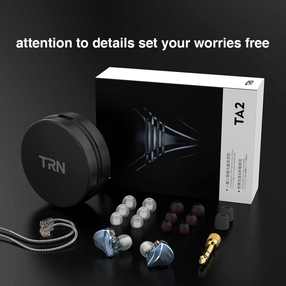 TRN TA2 HiFi Audio Triple Hybrid Driver(1DD+2 Knowles BA) Earphone IEM Metal Shell with Detachable Headset Running Headphone. 