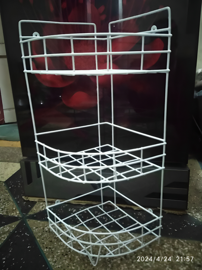 3 Steps Hanging Corner Storage Rack Organizer Kitchen Rack Furniture Space Savers - Maximize Space With This 3-Step Hanging Corner Storage Rack. 