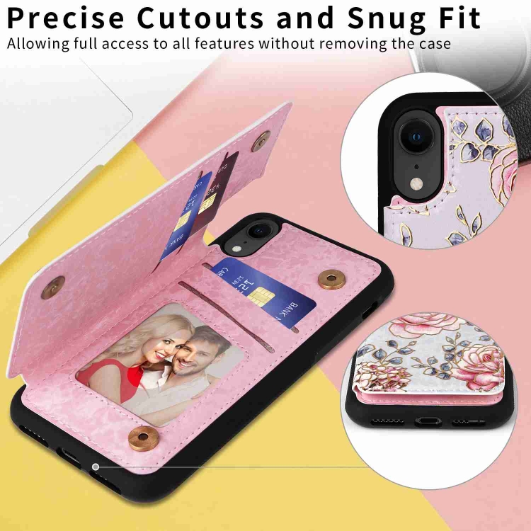 For iPhone XR Printed Double Buckle RFID Anti-theft Phone Case. 