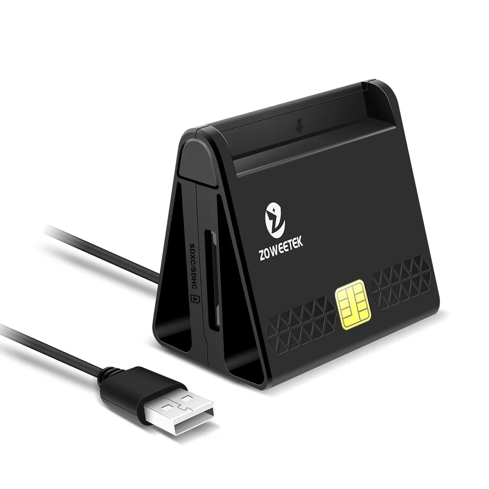 New Zoweetek Multi-Function USB Smart Card Reader for DNI CAC EMV Bank Micro SD/TF Memory SIM ID Card Reader. 