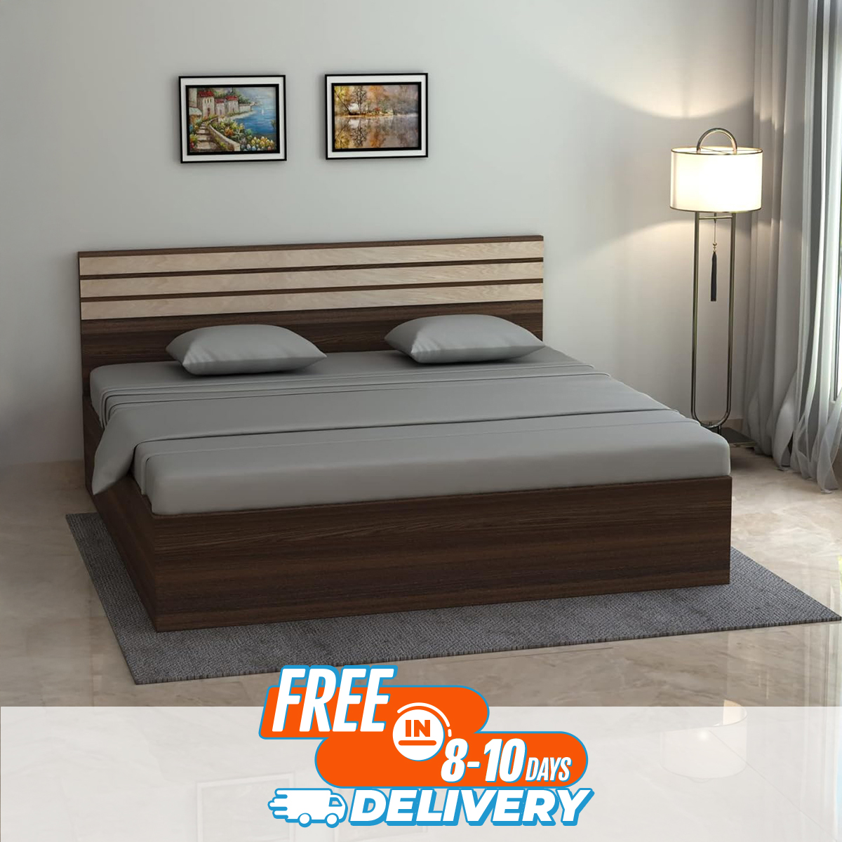 Nice Furniture Queen Beds with Box Storage | Designer Bed for Living Room Bedroom Box Khat (Choco Brown)