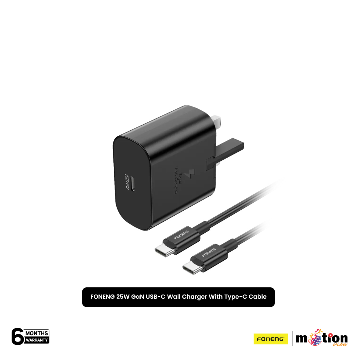 FONENG 25W GaN USB-C Wall Charger With Type-C Cable (UK32)