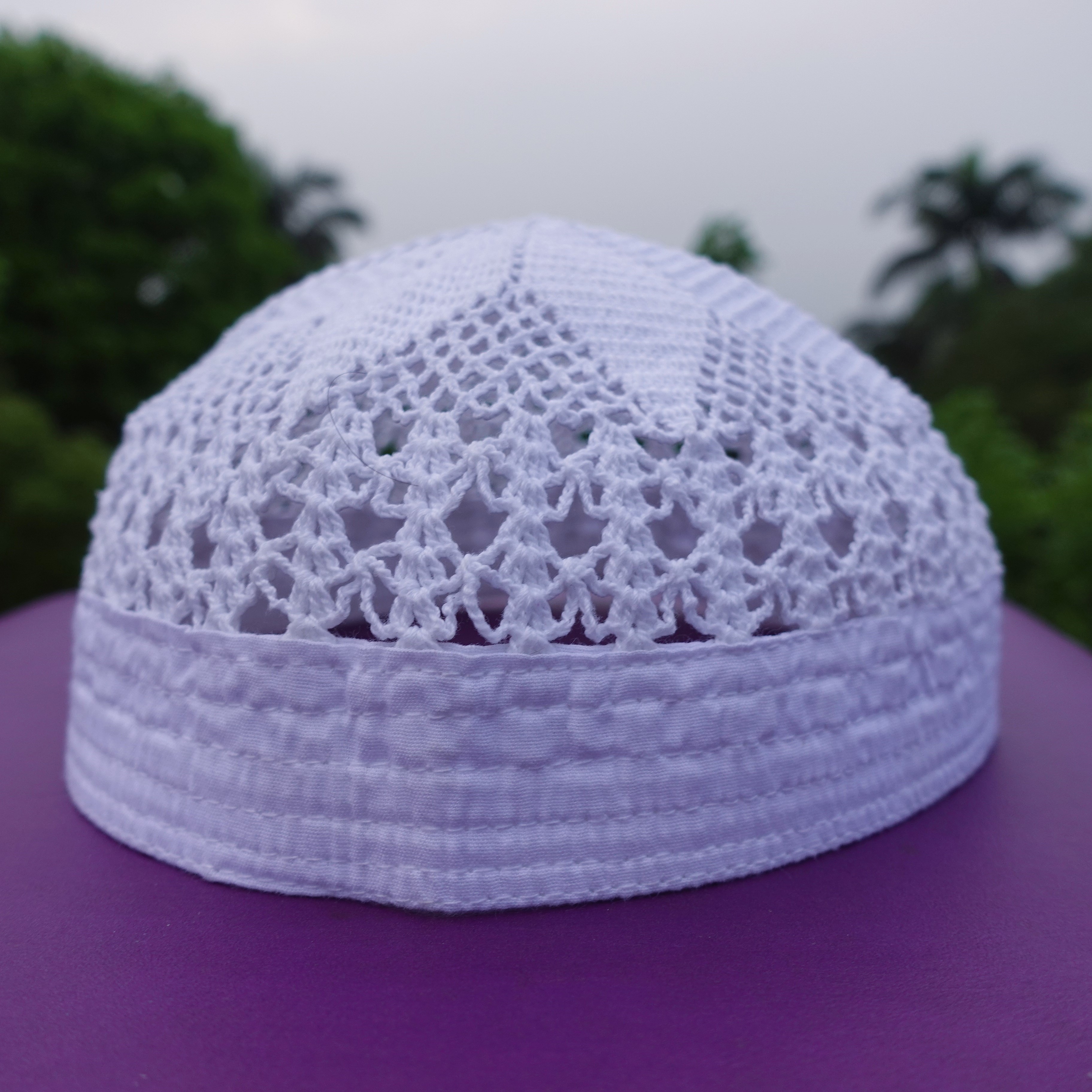White Color Beautiful Design Tahfiz Tupi -Tupi For Men - Cap For Men -1pc Cap - Comfortable And Stylish. 